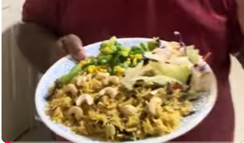 Tomato Rice, Steamed Veg, Salad